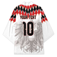 Custom Austria National Football Kimono Argyle Diamond Pattern with Eagle Watercolor Paint Splash Graphic Art