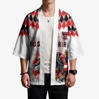 Custom Austria National Football Kimono Argyle Diamond Pattern with Eagle Watercolor Paint Splash Graphic Art