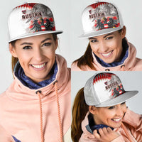 Austria National Football Mesh Trucker Cap Argyle Diamond Pattern with Eagle Watercolor Paint Splash Graphic Art