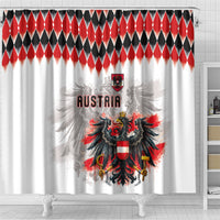Austria National Football Shower Curtain Argyle Diamond Pattern with Eagle Watercolor Paint Splash Graphic Art
