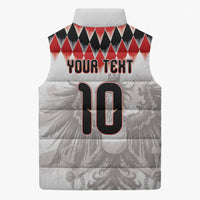 Custom Austria National Football Sleeveless Puffer Jacket Argyle Diamond Pattern with Eagle Watercolor Paint Splash Graphic Art