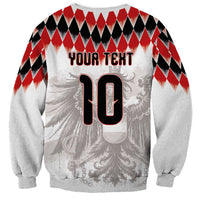 Custom Austria National Football Sweatshirt Argyle Diamond Pattern with Eagle Watercolor Paint Splash Graphic Art