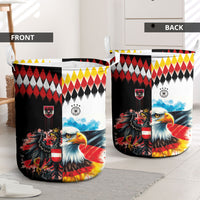 Austria and Germany National Football Laundry Basket Split Half Diamond Argyle with Eagles Watercolor Paint Splash Art