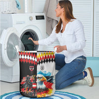 Austria and Germany National Football Laundry Basket Split Half Diamond Argyle with Eagles Watercolor Paint Splash Art