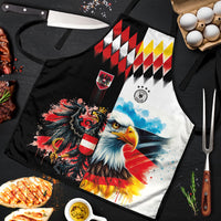 Austria and Germany National Football Apron Split Half Diamond Argyle with Eagles Watercolor Paint Splash Art