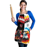 Austria and Germany National Football Apron Split Half Diamond Argyle with Eagles Watercolor Paint Splash Art