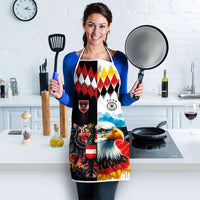Austria and Germany National Football Apron Split Half Diamond Argyle with Eagles Watercolor Paint Splash Art
