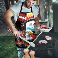 Austria and Germany National Football Apron Split Half Diamond Argyle with Eagles Watercolor Paint Splash Art