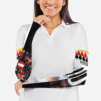 Custom Austria and Germany National Football Arm Sleeves Split Half Diamond Argyle with Eagles Watercolor Paint Splash Art