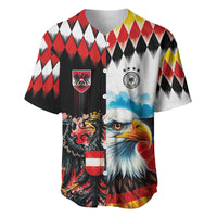 Custom Austria and Germany National Football Baseball Jersey Split Half Diamond Argyle with Eagles Watercolor Paint Splash Art