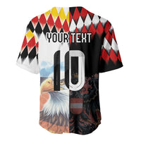 Custom Austria and Germany National Football Baseball Jersey Split Half Diamond Argyle with Eagles Watercolor Paint Splash Art