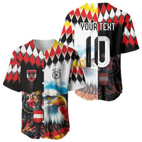 Custom Austria and Germany National Football Baseball Jersey Split Half Diamond Argyle with Eagles Watercolor Paint Splash Art