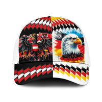 Austria and Germany National Football Baseball Net Cap Split Half Diamond Argyle with Eagles Watercolor Paint Splash Art