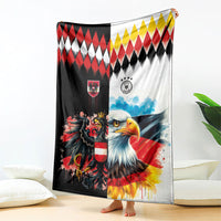 Austria and Germany National Football Blanket Split Half Diamond Argyle with Eagles Watercolor Paint Splash Art