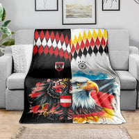 Austria and Germany National Football Blanket Split Half Diamond Argyle with Eagles Watercolor Paint Splash Art