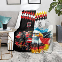 Austria and Germany National Football Blanket Split Half Diamond Argyle with Eagles Watercolor Paint Splash Art