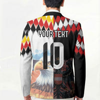 Custom Austria and Germany National Football Blazer Split Half Diamond Argyle with Eagles Watercolor Paint Splash Art