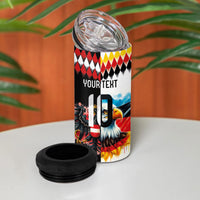 Custom Austria and Germany National Football 4 in 1 Can Cooler Tumbler Split Half Diamond Argyle with Eagles Watercolor Paint Splash Art