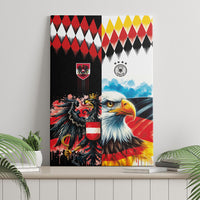 Austria and Germany National Football Canvas Wall Art Split Half Diamond Argyle with Eagles Watercolor Paint Splash Art