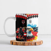 Custom Austria and Germany National Football Ceramic Mug Split Half Diamond Argyle with Eagles Watercolor Paint Splash Art