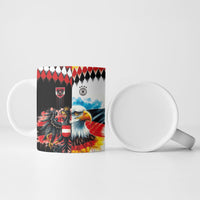 Custom Austria and Germany National Football Ceramic Mug Split Half Diamond Argyle with Eagles Watercolor Paint Splash Art
