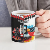 Custom Austria and Germany National Football Ceramic Mug Split Half Diamond Argyle with Eagles Watercolor Paint Splash Art