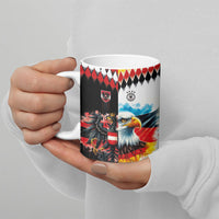 Custom Austria and Germany National Football Ceramic Mug Split Half Diamond Argyle with Eagles Watercolor Paint Splash Art