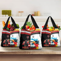 Austria and Germany National Football Grocery Bag Split Half Diamond Argyle with Eagles Watercolor Paint Splash Art