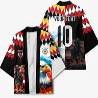 Custom Austria and Germany National Football Kimono Split Half Diamond Argyle with Eagles Watercolor Paint Splash Art