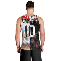 Custom Austria and Germany National Football Men Tank Top Split Half Diamond Argyle with Eagles Watercolor Paint Splash Art