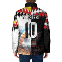 Custom Austria and Germany National Football Padded Jacket Split Half Diamond Argyle with Eagles Watercolor Paint Splash Art