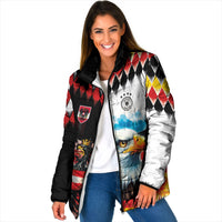 Custom Austria and Germany National Football Padded Jacket Split Half Diamond Argyle with Eagles Watercolor Paint Splash Art