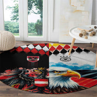 Austria and Germany National Football Round Carpet Split Half Diamond Argyle with Eagles Watercolor Paint Splash Art