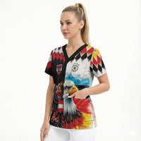 Custom Austria and Germany National Football Scrub Top Split Half Diamond Argyle with Eagles Watercolor Paint Splash Art