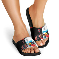 Austria and Germany National Football Slide Sandals Split Half Diamond Argyle with Eagles Watercolor Paint Splash Art