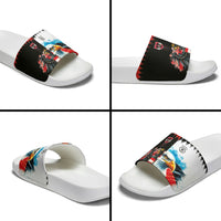 Austria and Germany National Football Slide Sandals Split Half Diamond Argyle with Eagles Watercolor Paint Splash Art