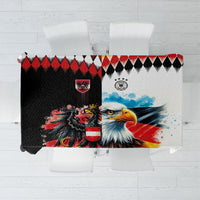Austria and Germany National Football Tablecloth Split Half Diamond Argyle with Eagles Watercolor Paint Splash Art