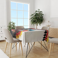 Austria and Germany National Football Tablecloth Split Half Diamond Argyle with Eagles Watercolor Paint Splash Art