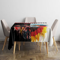 Austria and Germany National Football Tablecloth Split Half Diamond Argyle with Eagles Watercolor Paint Splash Art