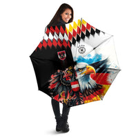 Austria and Germany National Football Umbrella Split Half Diamond Argyle with Eagles Watercolor Paint Splash Art