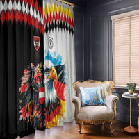 Austria and Germany National Football Window Curtain Split Half Diamond Argyle with Eagles Watercolor Paint Splash Art