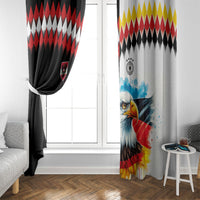 Austria and Germany National Football Window Curtain Split Half Diamond Argyle with Eagles Watercolor Paint Splash Art