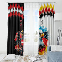 Austria and Germany National Football Window Curtain Split Half Diamond Argyle with Eagles Watercolor Paint Splash Art