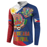 Philippines MassKara Button Sweatshirt Filipino Carnival Mask and Polynesian Pattern - Wonder Print Shop