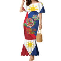 Philippines MassKara Family Matching Mermaid Dress and Hawaiian Shirt Filipino Carnival Mask and Polynesian Pattern - Wonder Print Shop