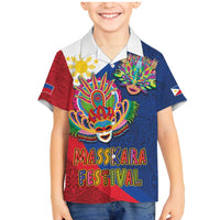 Philippines MassKara Family Matching Mermaid Dress and Hawaiian Shirt Filipino Carnival Mask and Polynesian Pattern - Wonder Print Shop