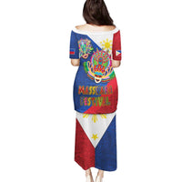 Philippines MassKara Family Matching Puletasi and Hawaiian Shirt Filipino Carnival Mask and Polynesian Pattern - Wonder Print Shop