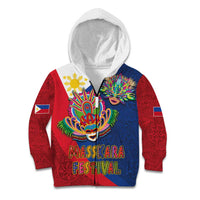 Philippines MassKara Kid Hoodie Filipino Carnival Mask and Polynesian Pattern - Wonder Print Shop