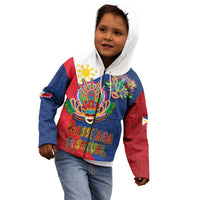 Philippines MassKara Kid Hoodie Filipino Carnival Mask and Polynesian Pattern - Wonder Print Shop