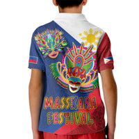 Philippines MassKara Kid Polo Shirt Filipino Carnival Mask and Polynesian Pattern - Wonder Print Shop